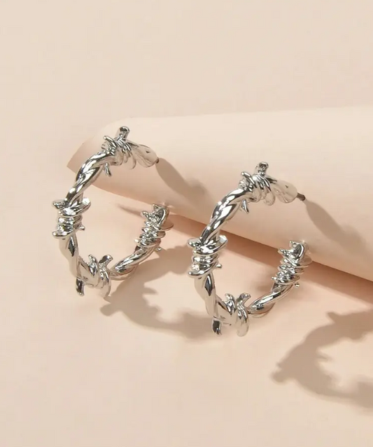 Punk Barbed Wire Hoop Earrings