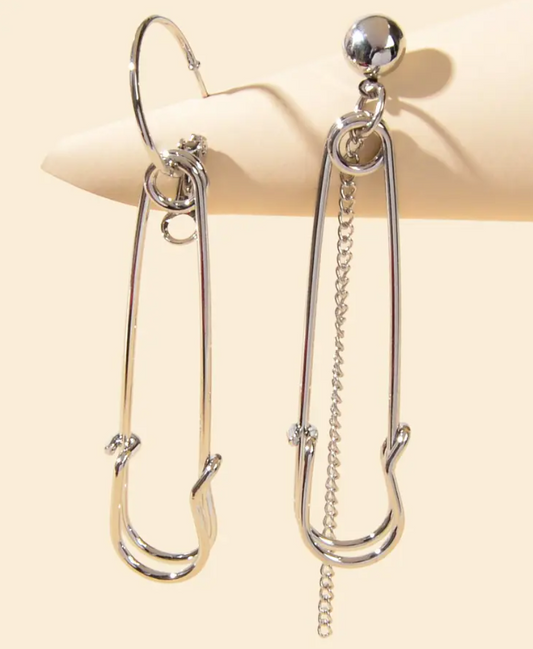 Punk Chain Pin Hoop Earrings